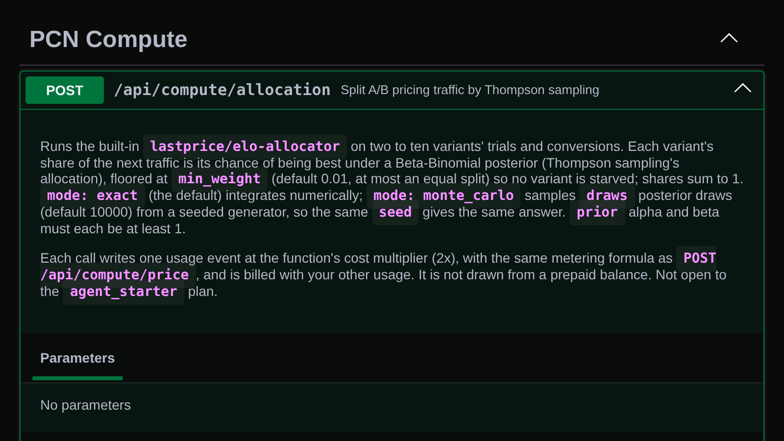 The API reference for allocating traffic between price variants, which the new allocate_variant_traffic tool calls.