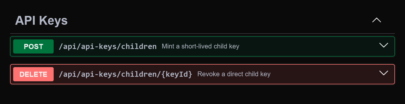 Agents can hand out short-lived child keys for a single job